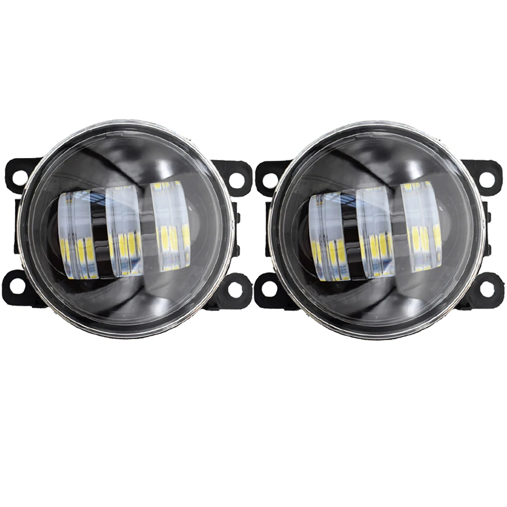 Set 2 proiectoare ceata LED Dacia, Renault, Nissan lumina alb+galben, diamentru 3" / 90mm, 30W, 12/24V, carcasa plastic, mufa H11, H8 - FG-PWY